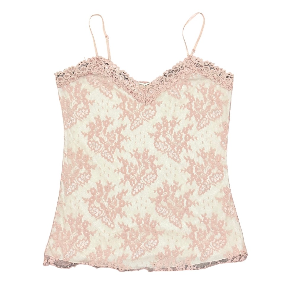 Light Pink Lace Cami Womens Medium Floral Fairycore Y2K